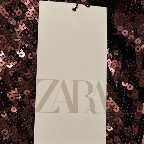 Zara Chocolate Brown Sequin Halter Maxi Dress NWT - Picture 11 of 11